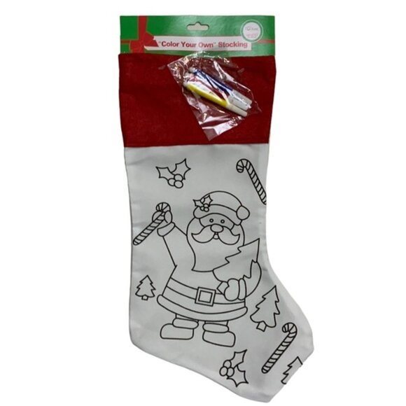 Christmas Stocking Color Your Own Stocking Fabric Stocking With Markers  17 in - Picture 2 of 10